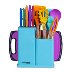 17pcs Colourful Kitchen Utensil & Knife Set with Block & Chopping Board, By Nuovva