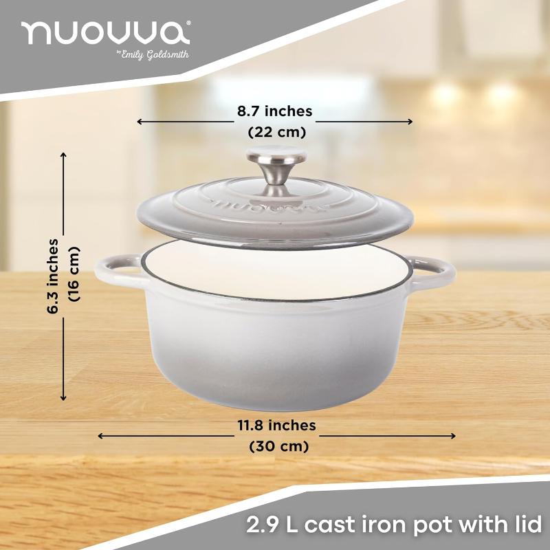 Enamelled Cast Iron Dutch Oven Casserole Pot (Multiple Colours & Sizes)