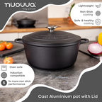 Aluminium Casserole Pot with Lid - 4L - 24cm, (Multiple Colours) by Nuovva