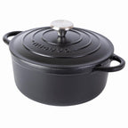 Black Cast Iron Dutch Oven Casserole Pot - 22cm - 2.9L