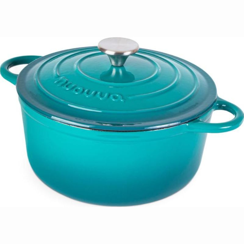 Cast Iron Dutch Oven with Lid, Casserole Pot - 24cm - 4.7L (Multiple Colours)