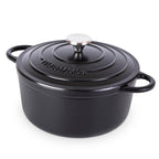 Black Cast Iron Dutch Oven with Lid, Casserole Pot - 24cm - 4.7L