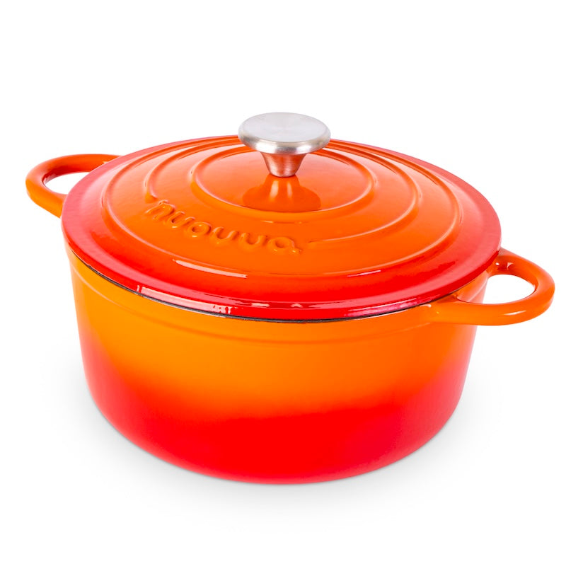 Cast Iron Dutch Oven with Lid, Casserole Pot - 24cm - 4.7L (Multiple Colours)