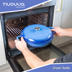 Dark Blue Shallow Cast Iron Dutch Oven Casserole Pot - 3.9L - 30cm by Nuovva