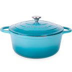 Light Blue Enamelled Cast Iron, Casserole Pot - 28cm - 6L
