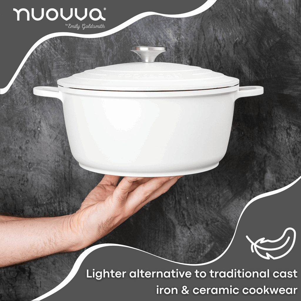 Cream Aluminium Casserole Pot with Lid - 4L - 24cm, by Nuovva