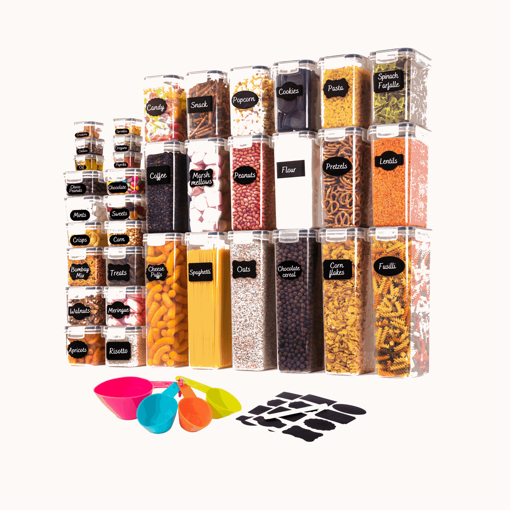 Airtight Kitchen Food Storage Containers, Multiple Sizes (Sets of 8, 14, 20, 36) by Nuovva