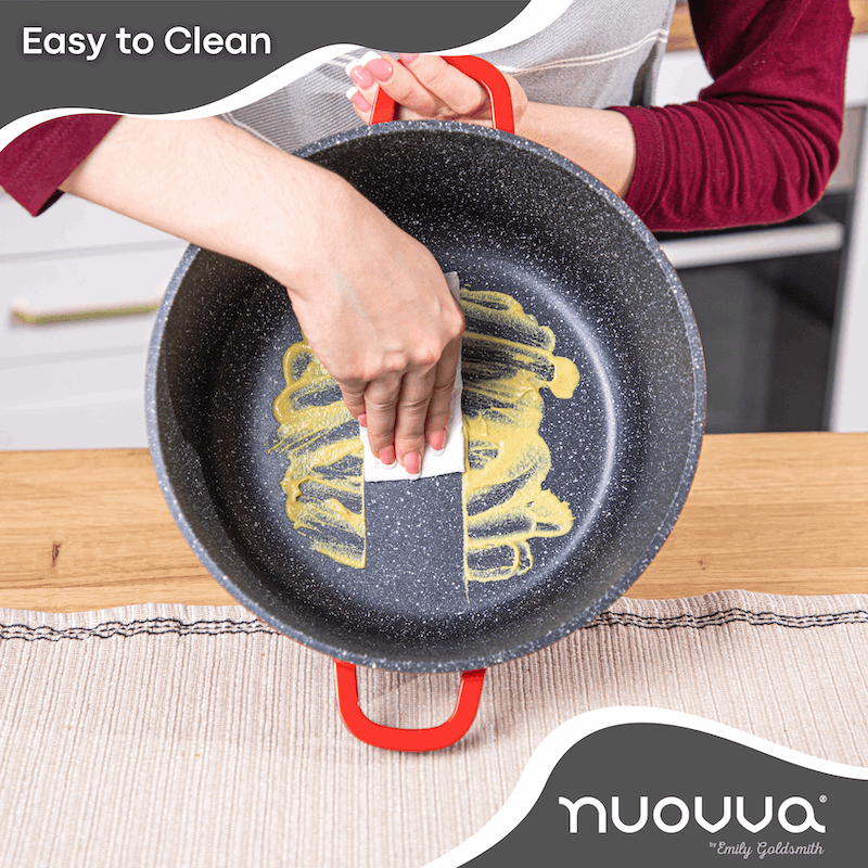 Red Aluminium Casserole Pot with Lid - 4L - 24cm, by Nuovva