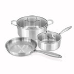 5Pcs Stainless Steel Cookware Set – Induction Ready Pots & Pans – By Nuovva