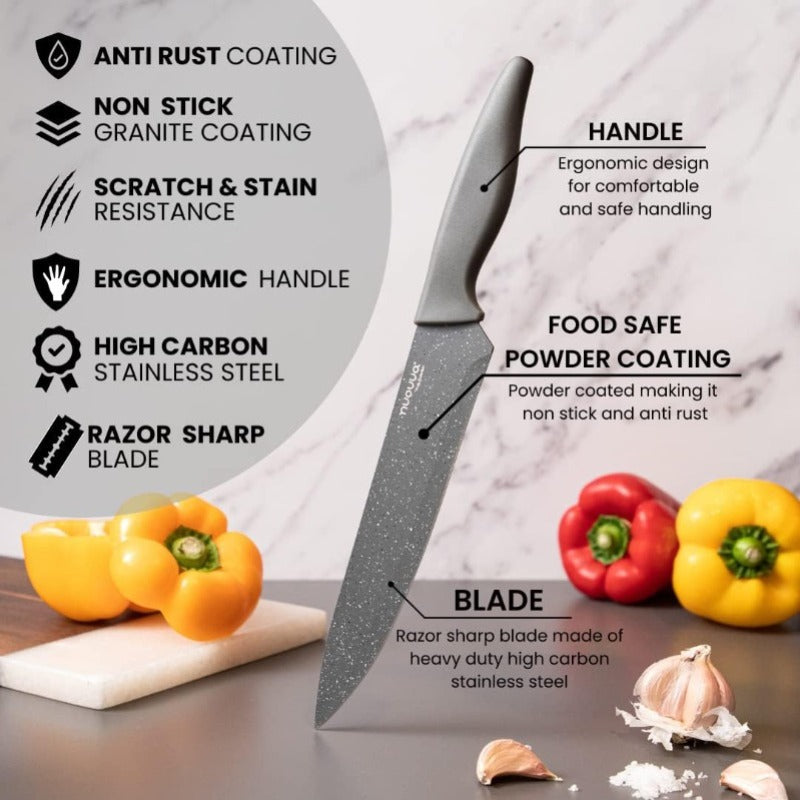 Granite Non-Stick Kitchen Knife Set 5pcs - Multiple Colours, by Nuovva