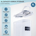 Cereal Storage Containers For Pantries Airtight BPA-Free 4L - 3pcs, by Nuovva