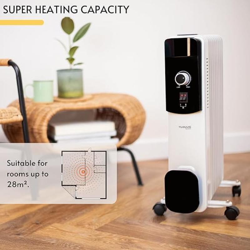 Energy Efficient Electric Heater with 3 Heat Settings - 9 Fin, 2500W