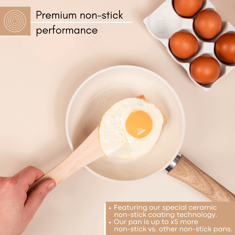 Cream Induction Non-Stick Frying Pan - 26cm, by Nuovva