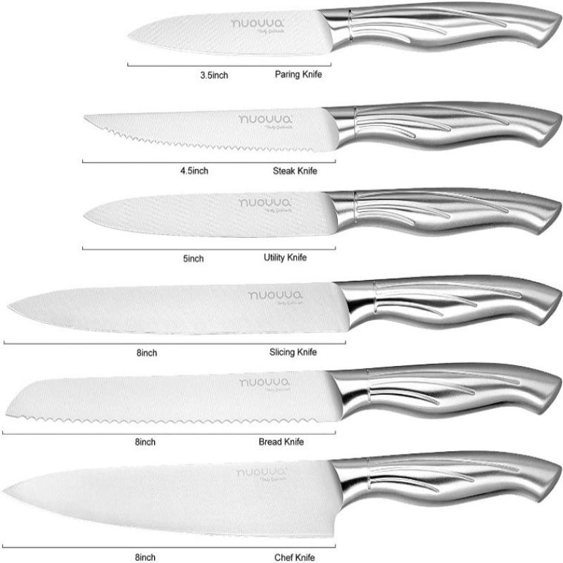 Stainless Steel Knife Set with Hardwood Block (Multiple Quantities: 5pcs, 14pcs), by Nuovva