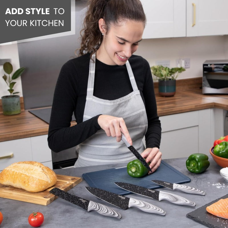 Granite Non-Stick Kitchen Knife Set 5pcs - Multiple Colours, by Nuovva