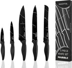 Black Marble-Effect Granite Non-Stick Kitchen Knife Set 5pcs, by Nuovva