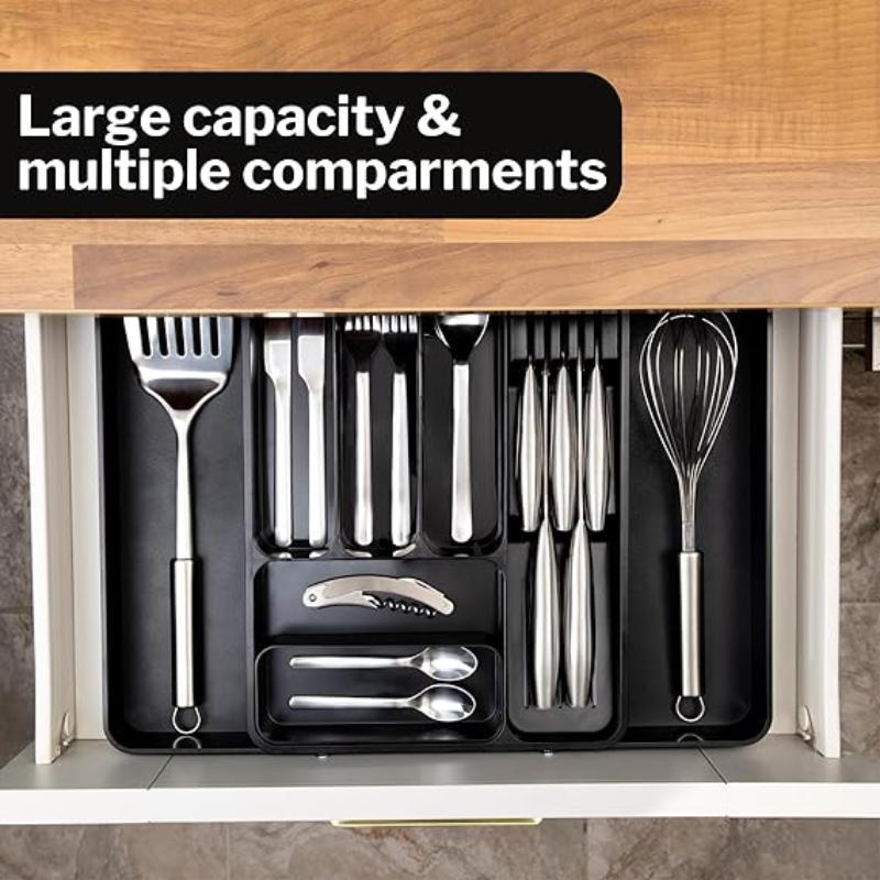 Black Expandable Cutlery Drawer Organiser  Divider, by Nuovva