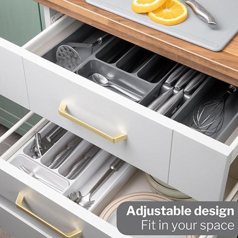 White Expandable Cutlery Drawer Organiser Divider, by Nuovva
