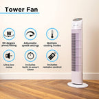 Electric Oscillating Tower Fan - 33 Inches (Black/White)