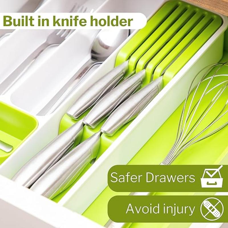 Lime Green Expandable Cutlery Drawer Organiser Divider, by Nuovva