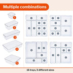 Clear Drawer Organiser Set (Multiple Quantities)  12, 16, 21 & 25 pcs, by Stackzy