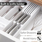 White Expandable Cutlery Drawer Organiser Divider, by Nuovva