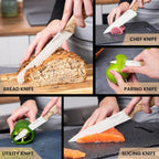 Cream Granite Non-Stick Kitchen Knife Set 5pcs, by Nuovva