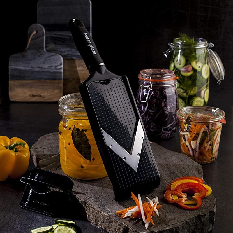 Microplane Adjustable V- Blade Mandoline Slicer with Hand Guard
