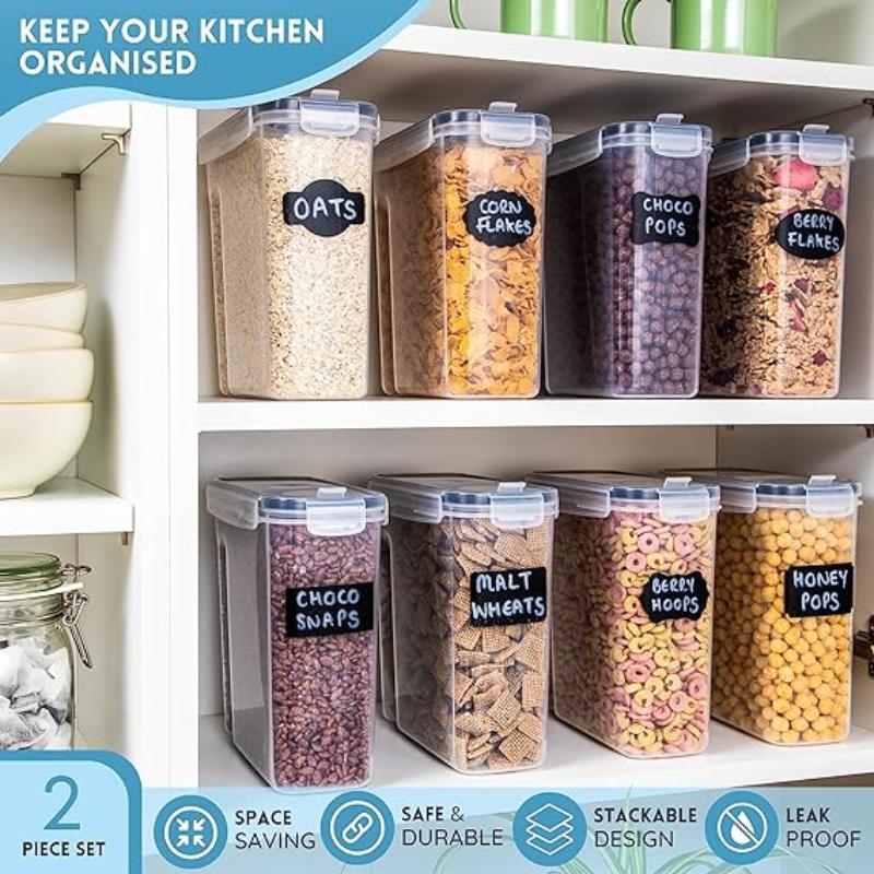 Airtight BPA-Free Cereal Food Storage Containers 2.5L - 2Pcs, by Nuovva