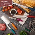 Kitchen Knife Set with Rotating Block 7-Piece Set (Multiple Colours) by Nuovva