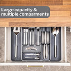 Light Grey Expandable Cutlery Drawer Organiser Divider, by Nuovva