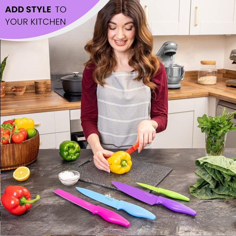 Multicolour Granite Non-Stick Kitchen Knife Set 5pcs, by Nuovva