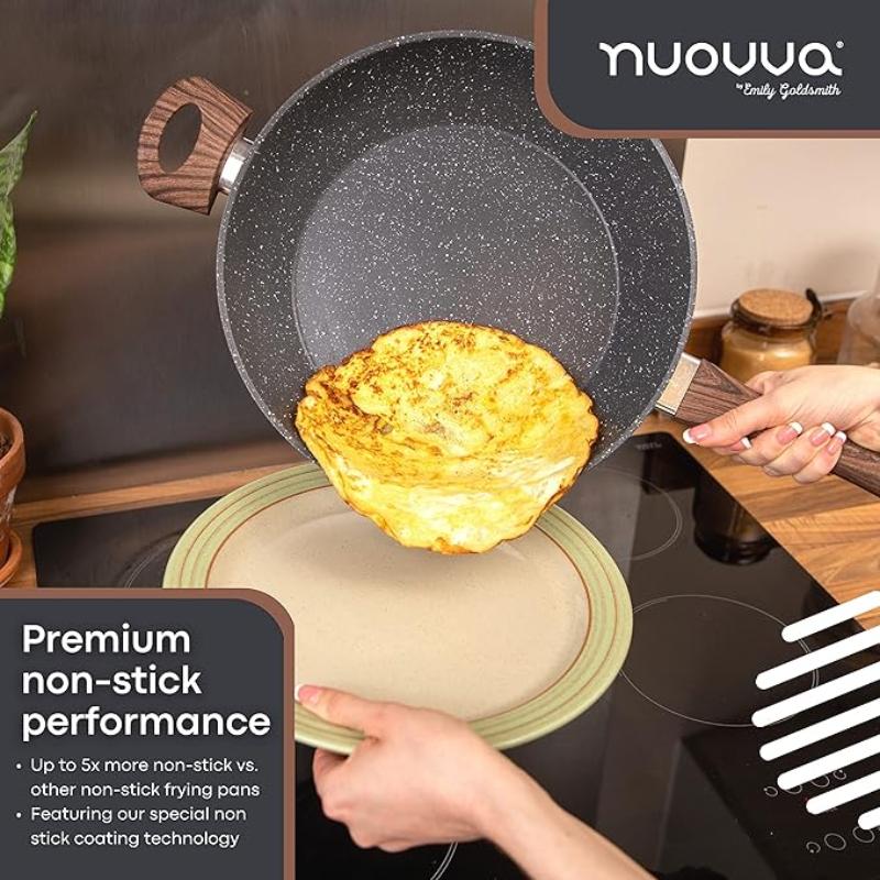 Induction Non-Stick Sauté Pan With Lid - 28cm( Multiple Colours) by Nuovva
