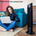 Electric Oscillating Tower Fan - 33 Inches (Black/White)