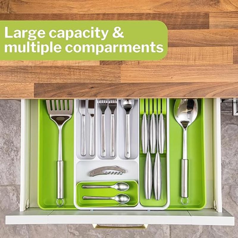 Lime Green Expandable Cutlery Drawer Organiser Divider, by Nuovva
