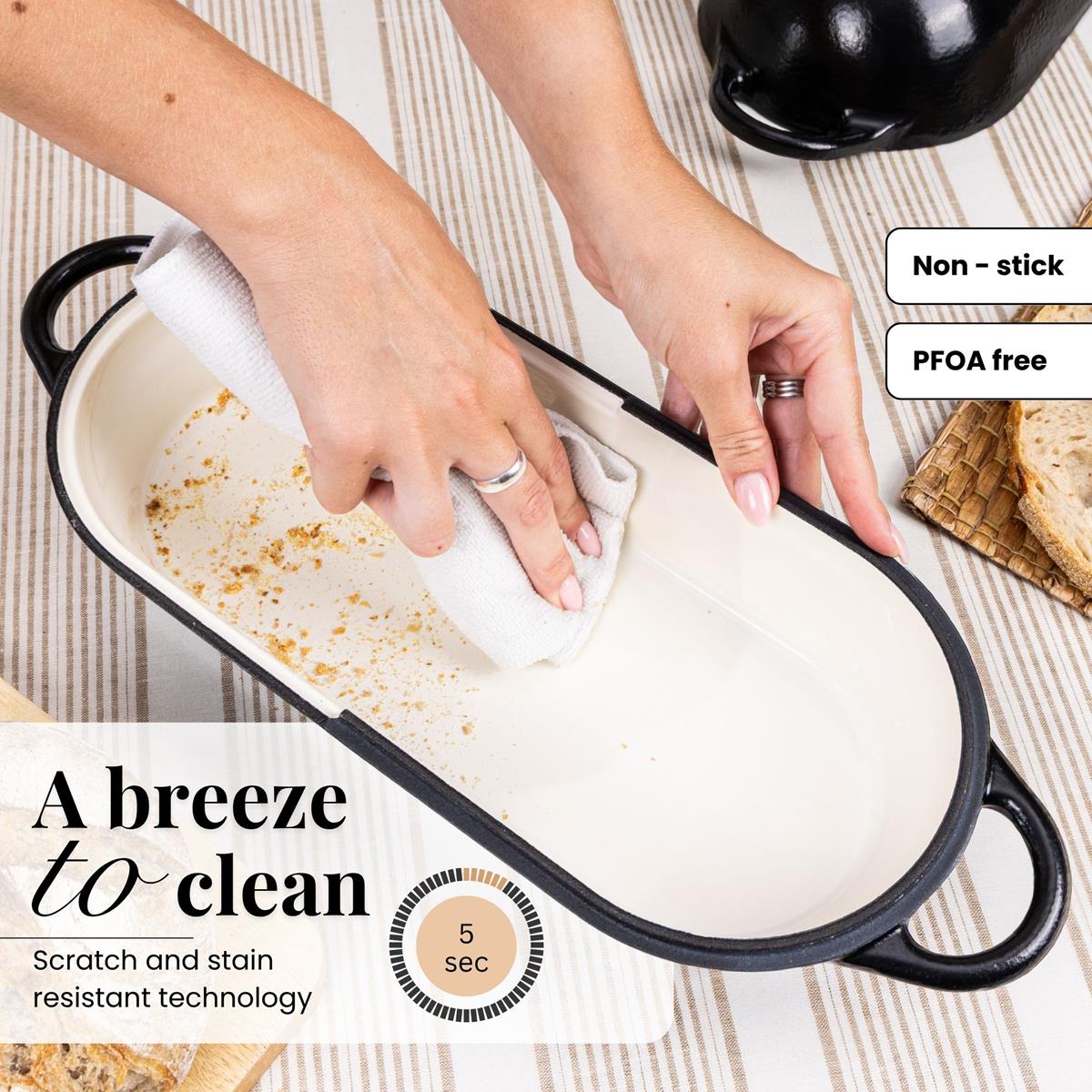 Enamelled Cast Iron Bread Loaf Pot – Non-Stick Dutch Oven, 32cm x 14cm (Multiple Colours),by Nuovva