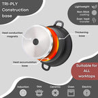 Black Aluminium Shallow Casserole Pan with Lid - 28cm - 3.9L, by Nuovva