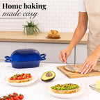 Dark Blue Enamelled Cast Iron Bread Loaf Pan, Oven Safe Non-Stick Dutch Oven - 22x14cm, by Nuovva