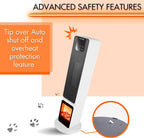 Ceramic Electric Tower Fan Heater with Fireplace Display