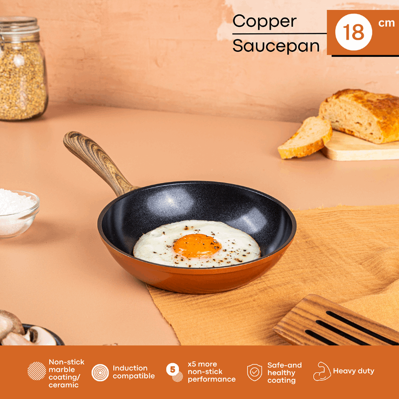 Copper Induction Non-Stick Frying Pan - 18cm, by Nuovva