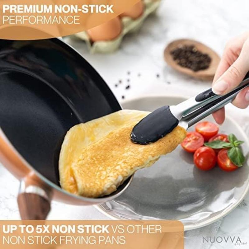Copper Frying Pan Set for Induction, Gas & Electric Hob (3 Piece) by Nuovva