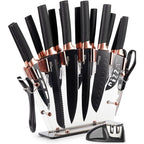 Professional Copper Kitchen Knife Set with Acrylic Block - 17 Pieces, by Nuovva