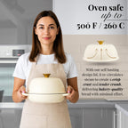 Cream Enamelled Cast Iron Dutch Oven Bread Pot - 5.6 Lite - 26cm, by Nuovva