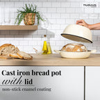 Cream Enamelled Cast Iron Dutch Oven Bread Pot - 5.6 Lite - 26cm, by Nuovva