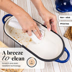 Dark Blue Enamelled Cast Iron Bread Loaf Pot , Non-Stick Dutch Oven - 32x14cm, By Nuovva