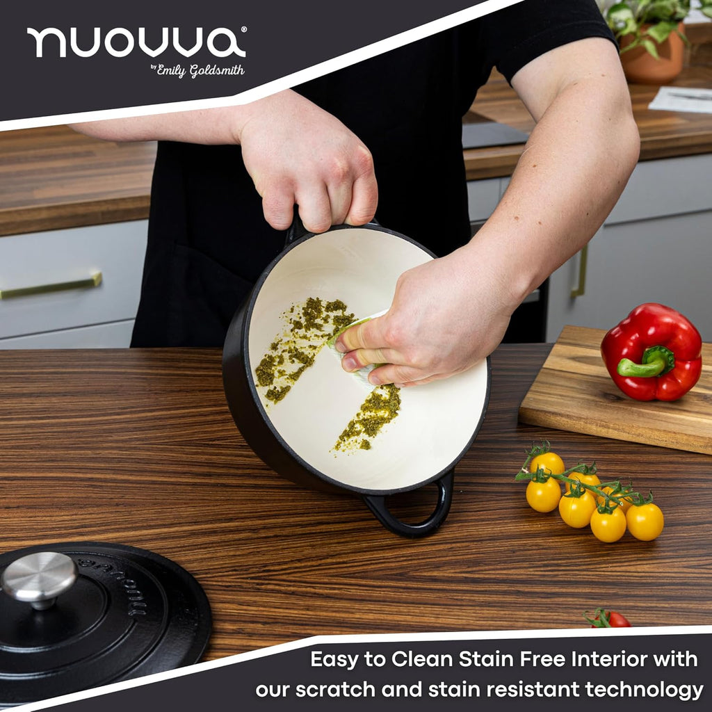 Black Cast Iron Dutch Oven Casserole Pot - 22cm - 2.9L