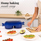 Dark Blue Enamelled Cast Iron Dutch Oven, Double Loaf Bread Pan, 16cm, By Nuovva