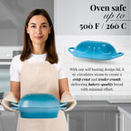 Light Blue Enamelled Cast Iron Bread Loaf Pan, Oven Safe Non-Stick Dutch Oven - 22x14cm, by Nuovva