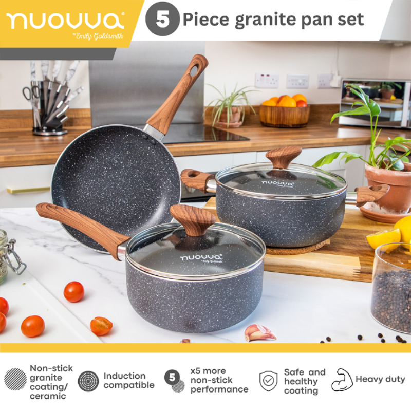 Granite Kitchen Cookware Set of 35, 15, 8, 5pcs with Lids (Multiple Set Sizes)