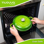 Light Green Shallow Cast Iron Dutch Oven Casserole Pot - 2.2L - 26cm, by Nuovva